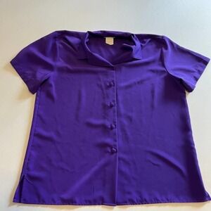 Caribbean Traders Purple Short Sleeve button down top L